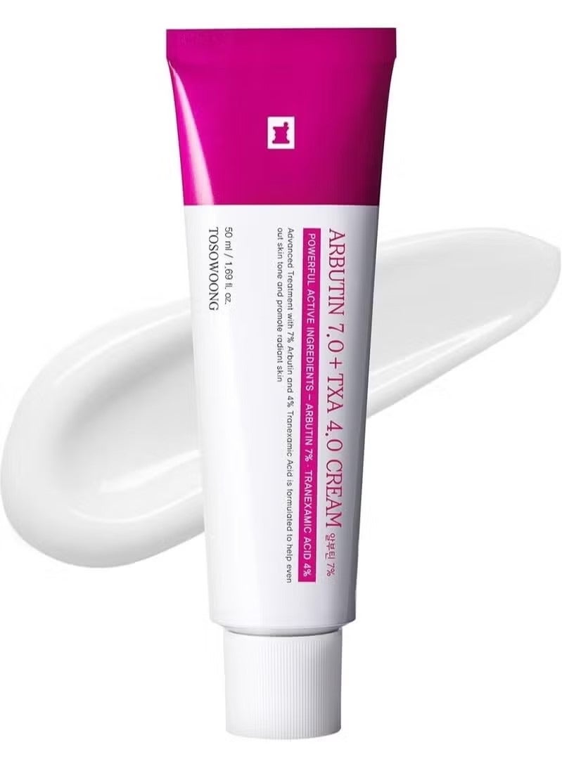 Tosowoong Arbutin 7% + Tranexamic Acid 4% Cream, 70,000ppm Arbutin, 40,000ppm TXA, Niacinamide, Glutathione, Dark Spots, Freckle, Blemishes, Pigmetation, Korean Skin Care, 50ml, 1.69 fl.oz. - Image 1