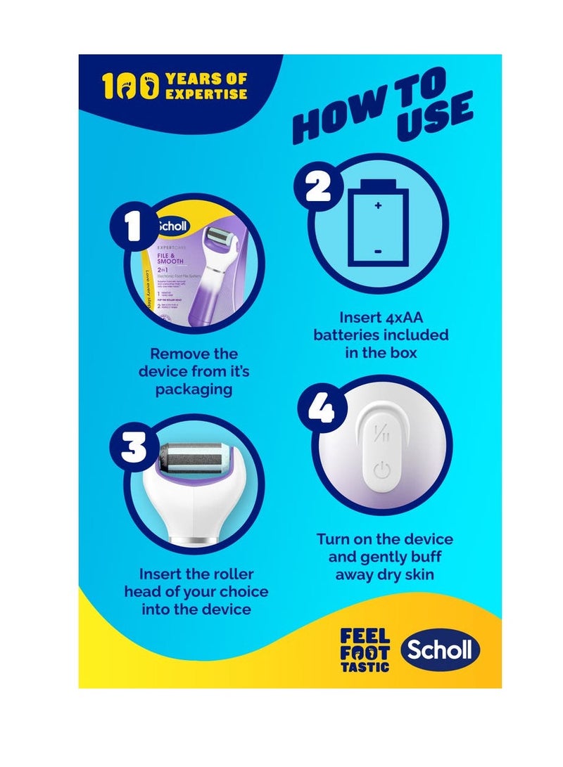 Scholl Expertcare File & Smooth 2-In-1 Electronic Foot File - Image 3