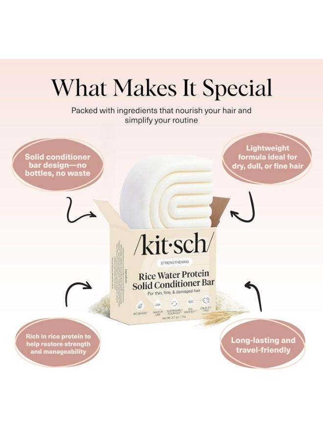 Kitsch Rice Water Conditioner Bar for Hair Growth – Rice Protein Hair Conditioner Bar to Repair Damage, Prevent Split Ends & Boosts Shine – Paraben, Silicone & Sulfate-Free Hair Care - 2.7 oz - Image 2