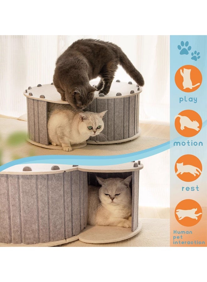Generic Cat House，S-shaped tunnel cat nest,Cat Resting Bed with Removable Mat ,pet house,Pet Bed Indoor Pet Bed Cat Bed Semi Enclosed Cat Hole Bed Cat Supplies ， Equipped with Washable and Removable Mat Cat tent Animal bed(Grey)  - Image 4