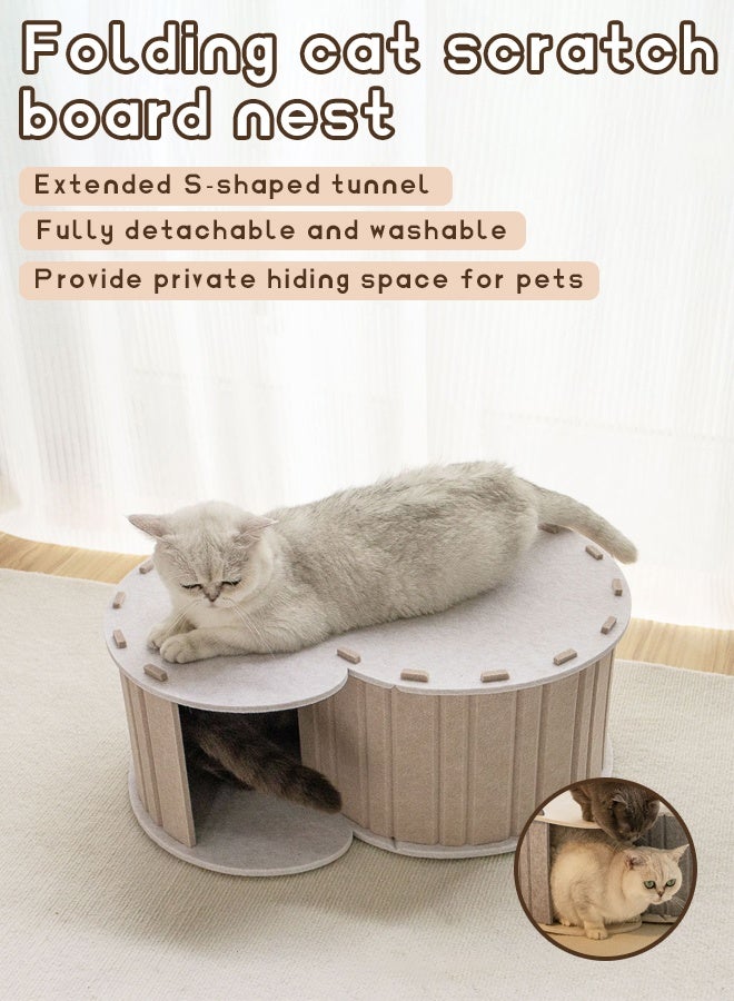 Generic Cat House，S-shaped tunnel cat nest,Cat Resting Bed with Removable Mat ,pet house,Pet Bed Indoor Pet Bed Cat Bed Semi Enclosed Cat Hole Bed Cat Supplies ， Equipped with Washable and Removable Mat Cat tent Animal bed(Grey)  - Image 1