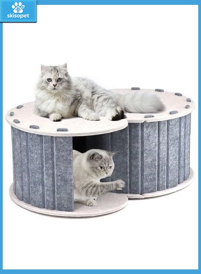 skisopet Cat House，S-Shaped Tunnel Cat Nest,Cat Resting Bed With Removable Mat ,Pet House,Pet Bed Indoor Pet Bed Cat Bed Semi Enclosed Cat Hole Bed Cat Supplies ， Equipped With Washable And Removable Mat Cat Tent Animal Bed(Grey) - Image 1