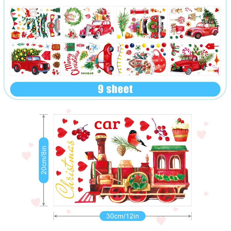 Nezyo 9 Sheets Christmas Window Clings for Glass Reusable Christmas Window Decals Double Sided Static Window Stickers Santa Claus Reindeer Snowflakes Decal for Window Door Home Decor - Image 3