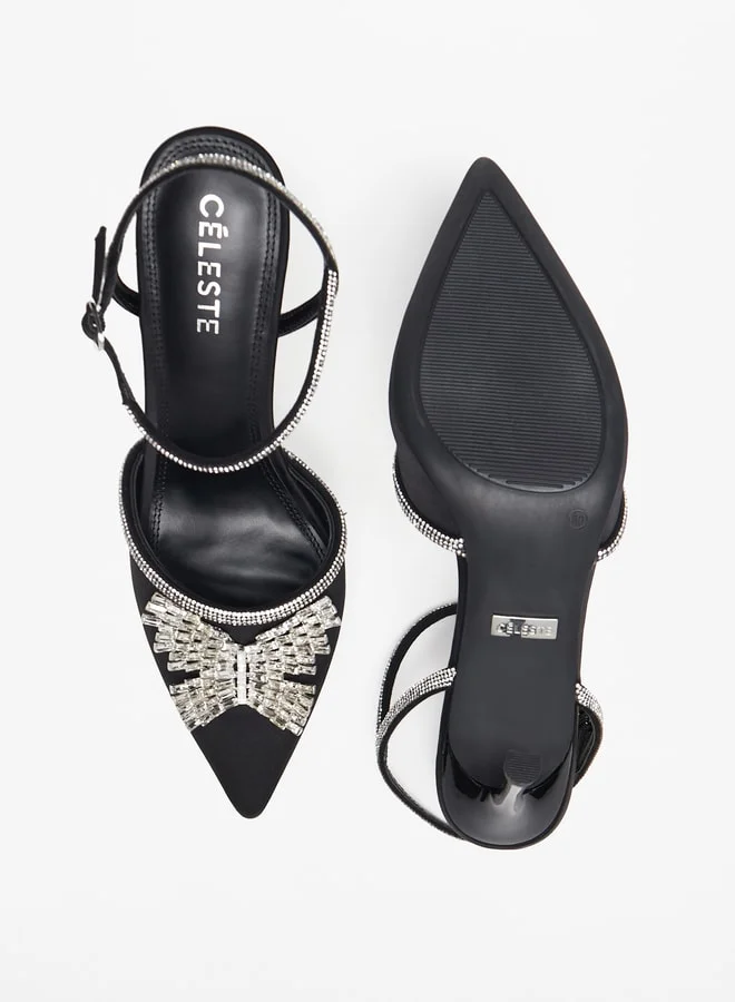 Celeste Women's Embellished Pumps with Stiletto Heels and Buckle Closure