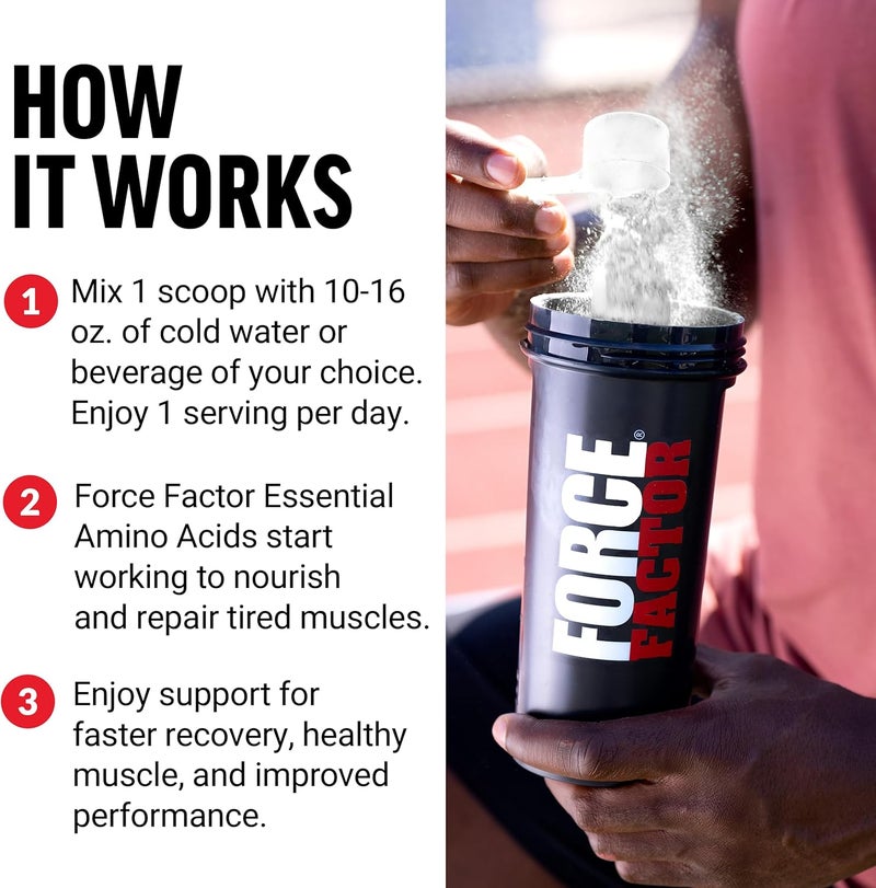 Force Factor Essential Amino Acids Full Spectrum EAAs Amino Acids Powder Amino Acids Supplement for Women and Men to Support Healthy Muscle and Workout Recovery Orange Mango 30 Servings - Image 4