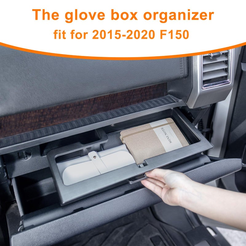 RAVOTOM Glove Box Organizer Compatible with 2015-2020 Ford F150 Accessories Interior Hidden Glove Storage Compartment Organizer Tray ABS Materials - Image 3