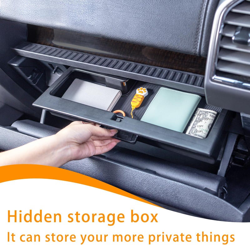 RAVOTOM Glove Box Organizer Compatible with 2015-2020 Ford F150 Accessories Interior Hidden Glove Storage Compartment Organizer Tray ABS Materials - Image 5