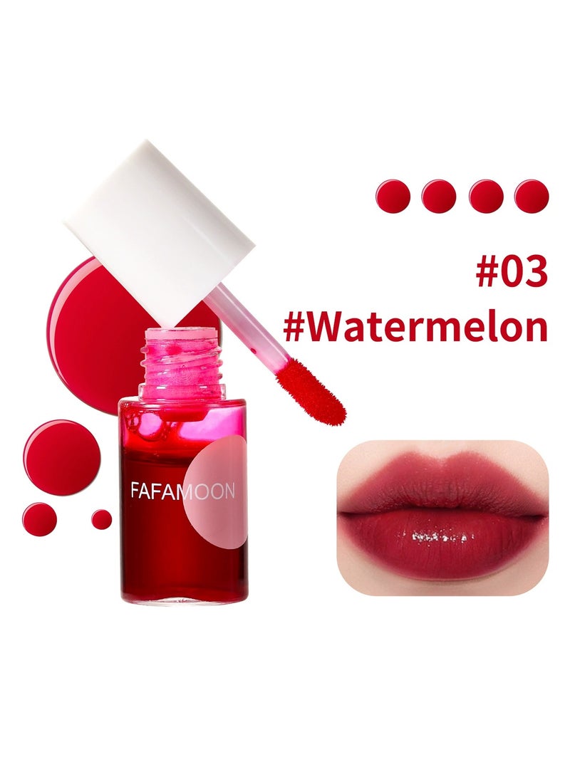 FAFAMOON Lip Tint Stain Set, Mini Liquid Water Tint,Korean Lip Gloss Moisturizing Natural,Long Lasting Waterproof,Multi-Use Lip and Cheek Tint(Watermelon) - Image 1