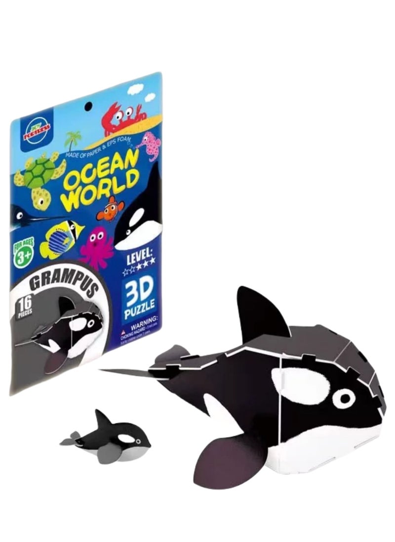 Kid's Ocean World Animals DIY Puzzle: 3D Grampus Paper Model Kit - Quick Assembly Educational Toy to Boost Spatial IQ  - Image 1