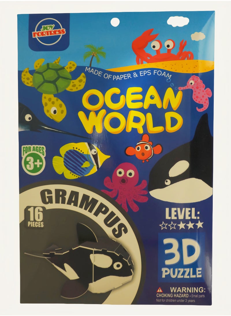 Kid's Ocean World Animals DIY Puzzle: 3D Grampus Paper Model Kit - Quick Assembly Educational Toy to Boost Spatial IQ  - Image 2