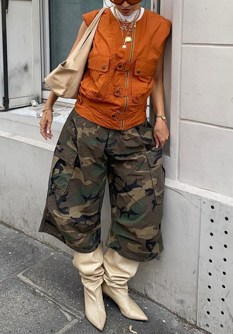Unybwonn Womens Cargo Jeans Camo Baggy Barrel High Waisted Denim Pants Balloon Wide Leg Harem Plus Size Y2k Camo Cargo Trousers - Image 3