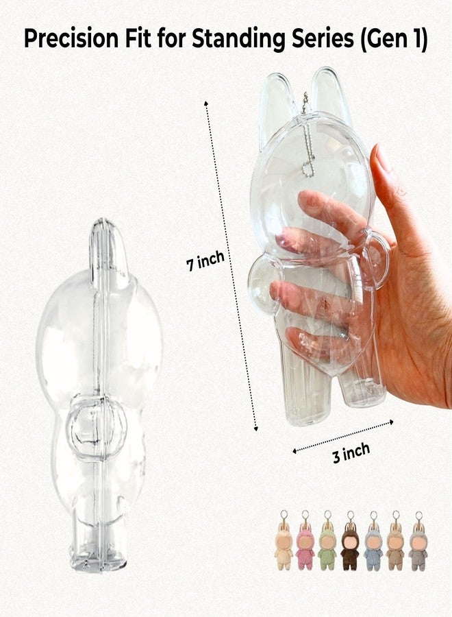 Nyoria Protective Case Compatible for LABUBU, The Monsters Macaron & Big into Energy Series Clear Acrylic Display Cover Box with Secure Wrap Ring & Anti-Theft Silicone Strap - Image 3