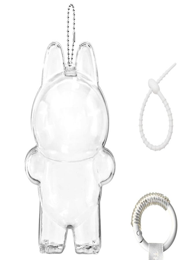 Nyoria Protective Case Compatible for LABUBU, The Monsters Macaron & Big into Energy Series Clear Acrylic Display Cover Box with Secure Wrap Ring & Anti-Theft Silicone Strap - Image 1