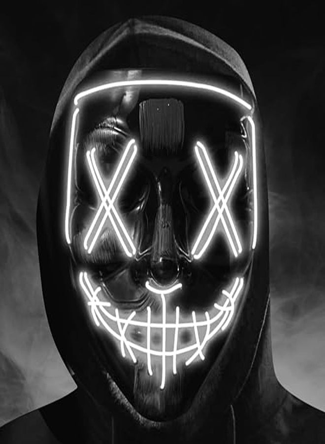 White LED Purge Mask – Scary Light-Up Halloween Cosplay Mask for Adults & Kids - Image 1