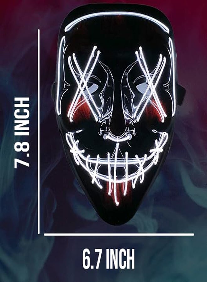 White LED Purge Mask – Scary Light-Up Halloween Cosplay Mask for Adults & Kids - Image 2