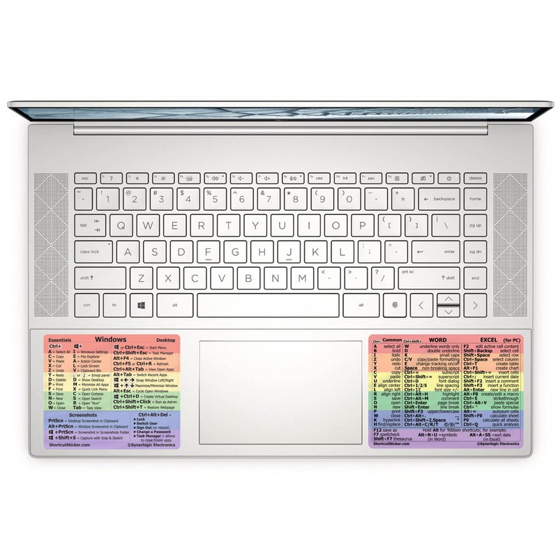 Synerlogic SYNERLOGIC Windows  WordExcel for Windows Quick Reference Guide Keyboard Shortcut Stickers NoResidue Vinyl RainbowLargeCombo