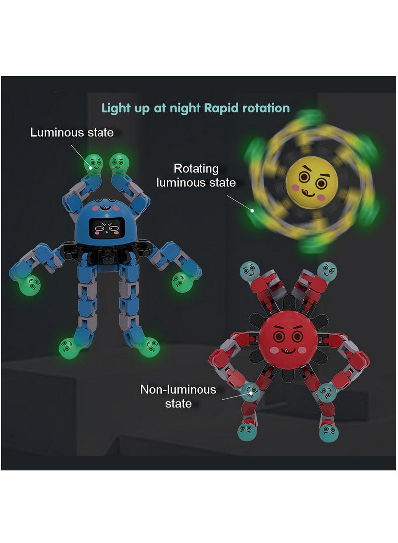 RATSAW Transformable Finger Spinner and Robot Toy Set  Luminous Sensory Stress Relief 3pcs - Image 3