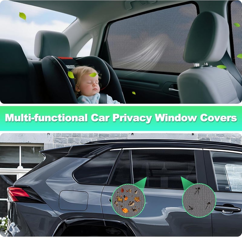 ستائر نوافذ السيارة لسيارة RAV4 2019-2024 - ستارة شمسية للنافذة الجانبية الخلفية للأطفال، أغطية نوافذ خصوصية سيارة بشبكة قابلة للتنفس، حماية من الأشعة فوق البنفسجية وعزل حراري للرحلات الطويلة، القيلولة، التخييم (قطعتان) - Image 4