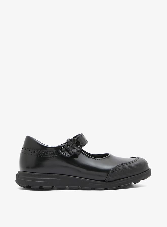 Pablosky Girls Leather School Shoes with Hook and Loop Closure  - Image 1