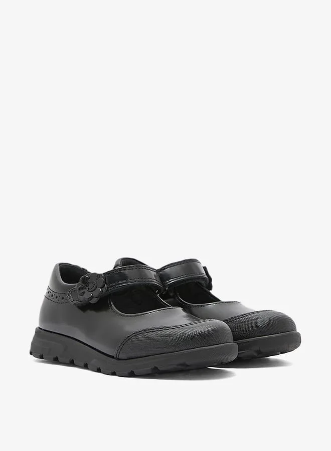 Pablosky Girls Leather School Shoes with Hook and Loop Closure