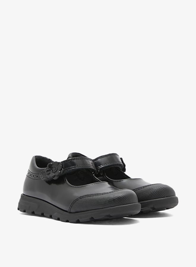 Pablosky Girls Leather School Shoes with Hook and Loop Closure  - Image 5