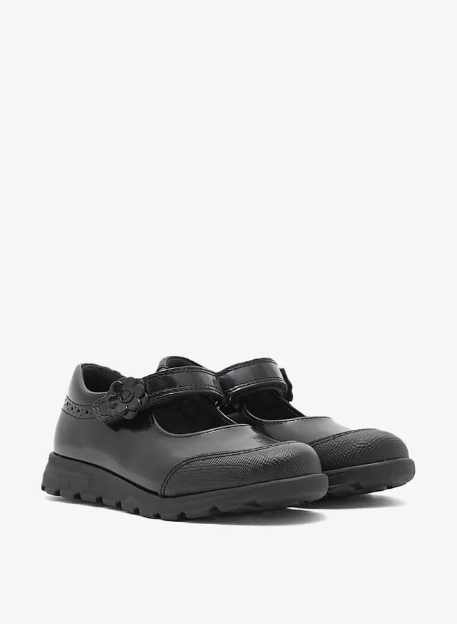 Pablosky Girls Leather School Shoes with Hook and Loop Closure