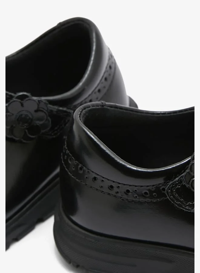 Pablosky Girls Leather School Shoes with Hook and Loop Closure