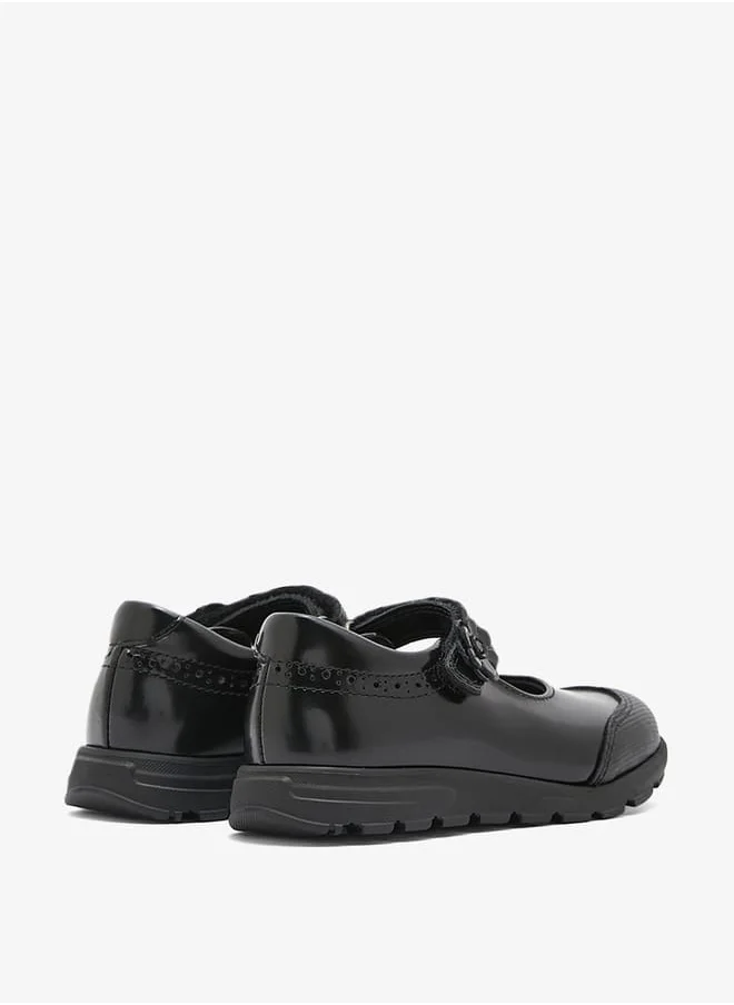 بابلوسكي Girls Leather School Shoes with Hook and Loop Closure