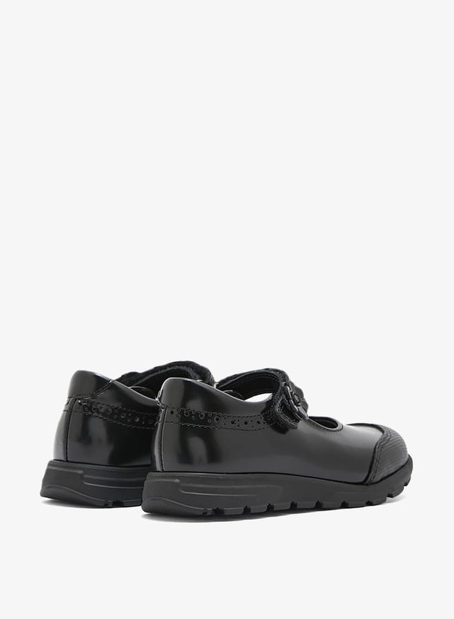 Pablosky Girls Leather School Shoes with Hook and Loop Closure  - Image 2
