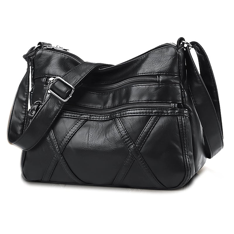 Gladdon Small Crossbody Bags for Women Leather Shoulder Purses Vegan Womens Cross body Bag Lightweight Black - Image 1