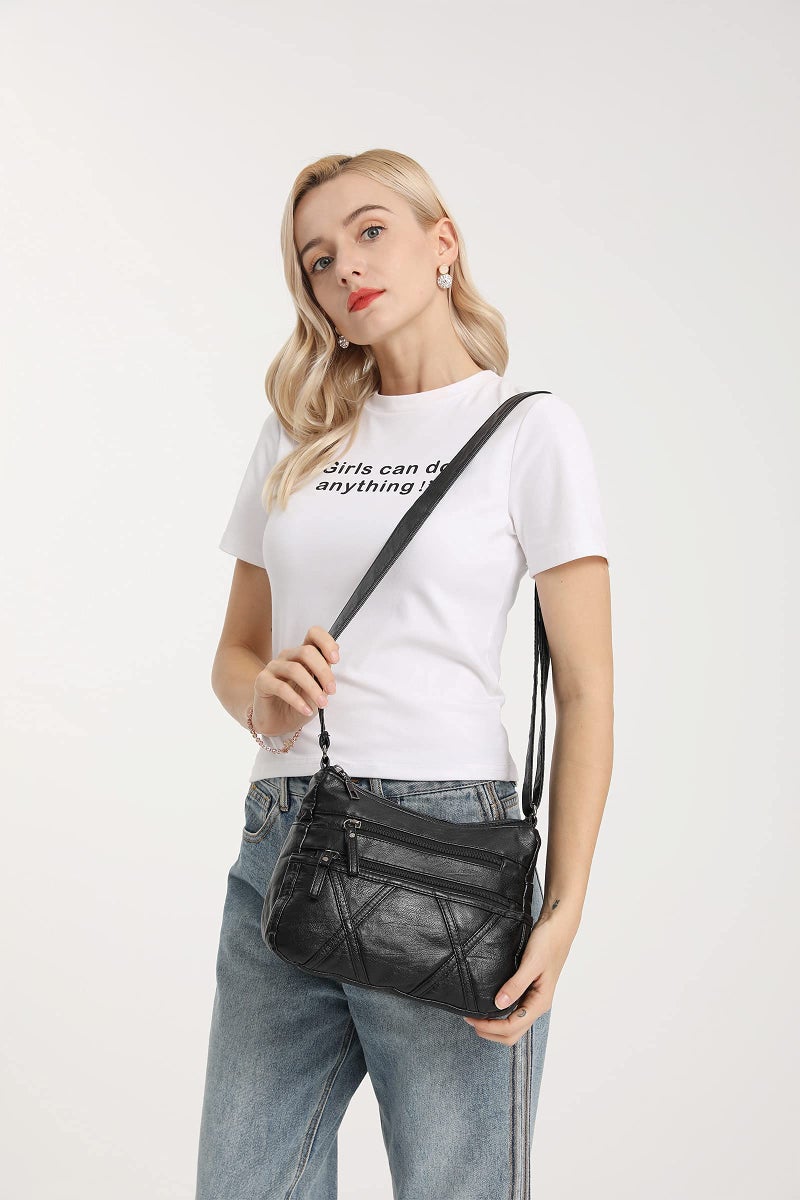 Gladdon Small Crossbody Bags for Women Leather Shoulder Purses Vegan Womens Cross body Bag Lightweight Black - Image 2