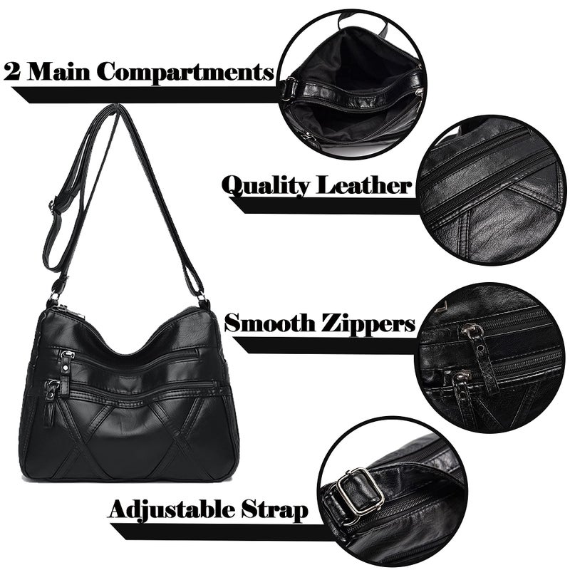 Gladdon Small Crossbody Bags for Women Leather Shoulder Purses Vegan Womens Cross body Bag Lightweight Black - Image 3