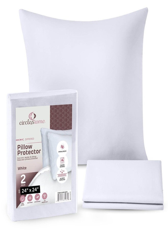 CIRCLESHOME Throw Pillow Protectors - 100% Cotton Breathable Pillowcases - 24 X 24 Square Pillowcases - Protects Pillows from Dirt, Dust and Debris (Square Pillow - 2 Pack- 24x24) - Image 1