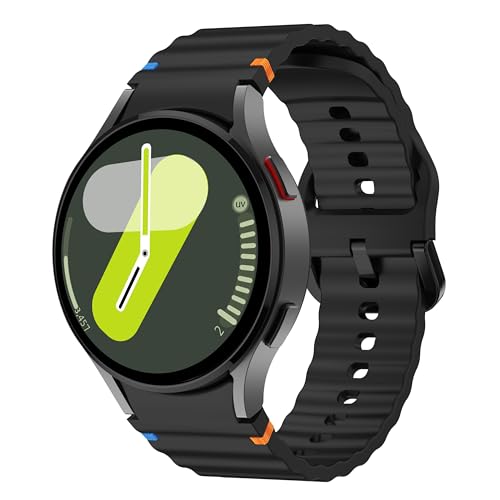 Tobfit Silicone Bands for Samsung Galaxy Watch 7 Strap 40mm 44mm Women Men, 20mm Adjustable Sports Replacement Strap for Galaxy Watch 7/FE/6/6 Classic/5/5 Pro/4/4 Classic - Black - Image 1