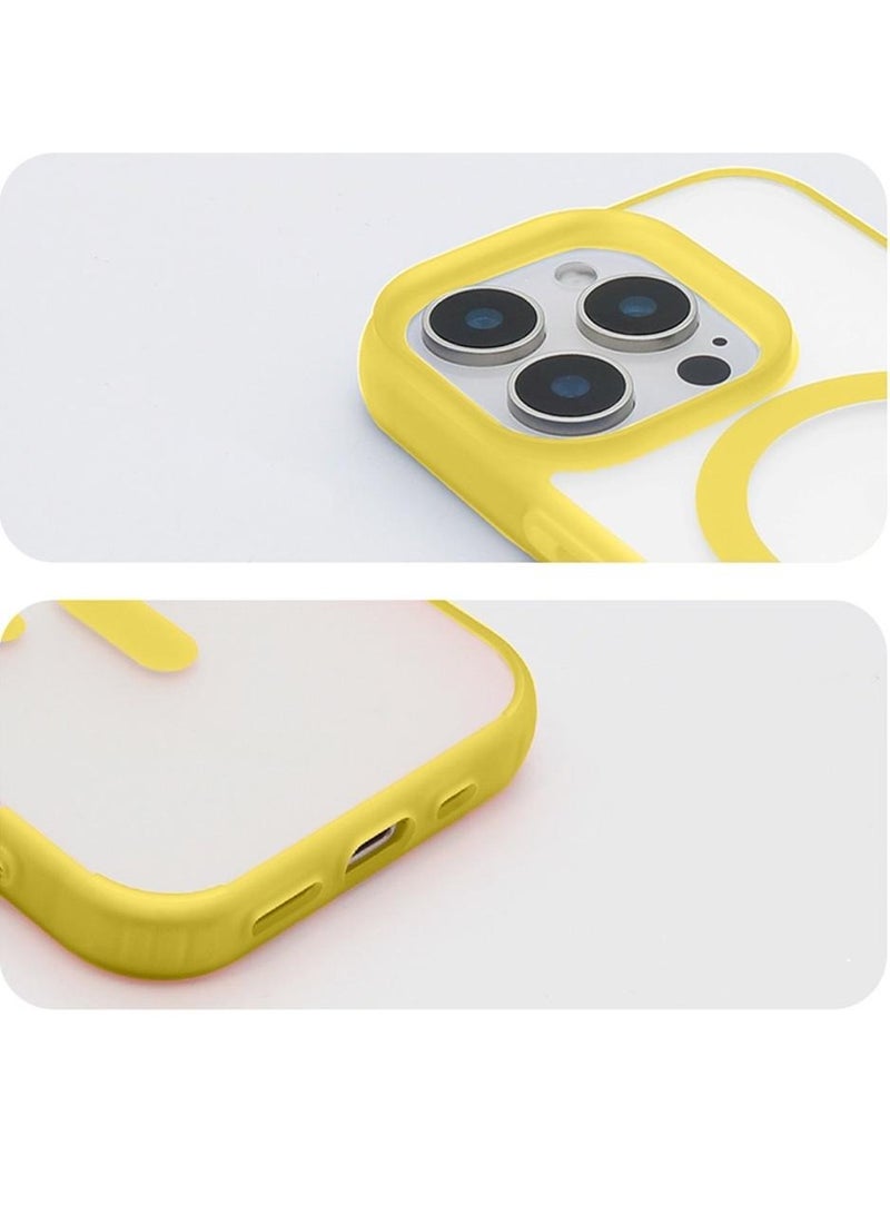 Techie Apple iPhone 16 Pro Max Frosted Translucent Matte Back Cover Case with Magnetic MagSafe - Yellow - Image 3