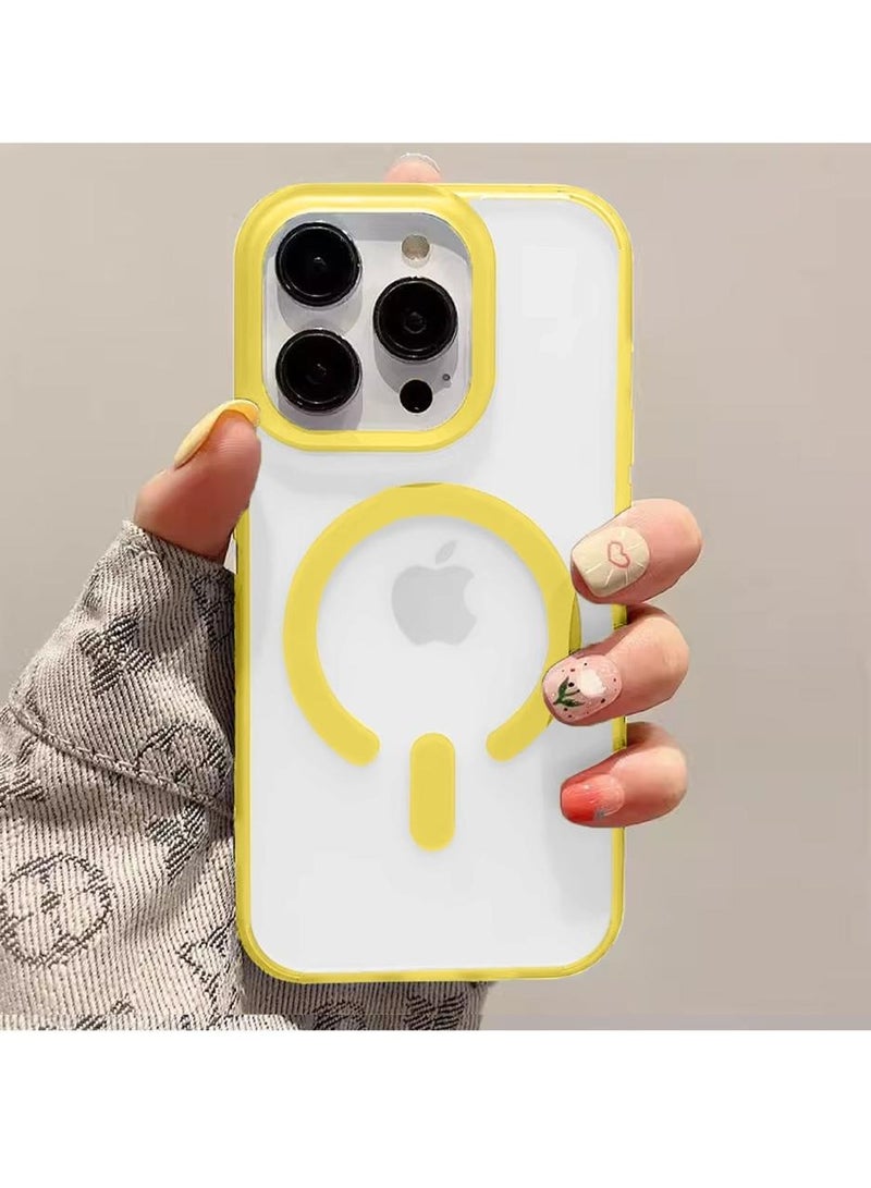 Techie Apple iPhone 16 Pro Max Frosted Translucent Matte Back Cover Case with Magnetic MagSafe - Yellow - Image 4