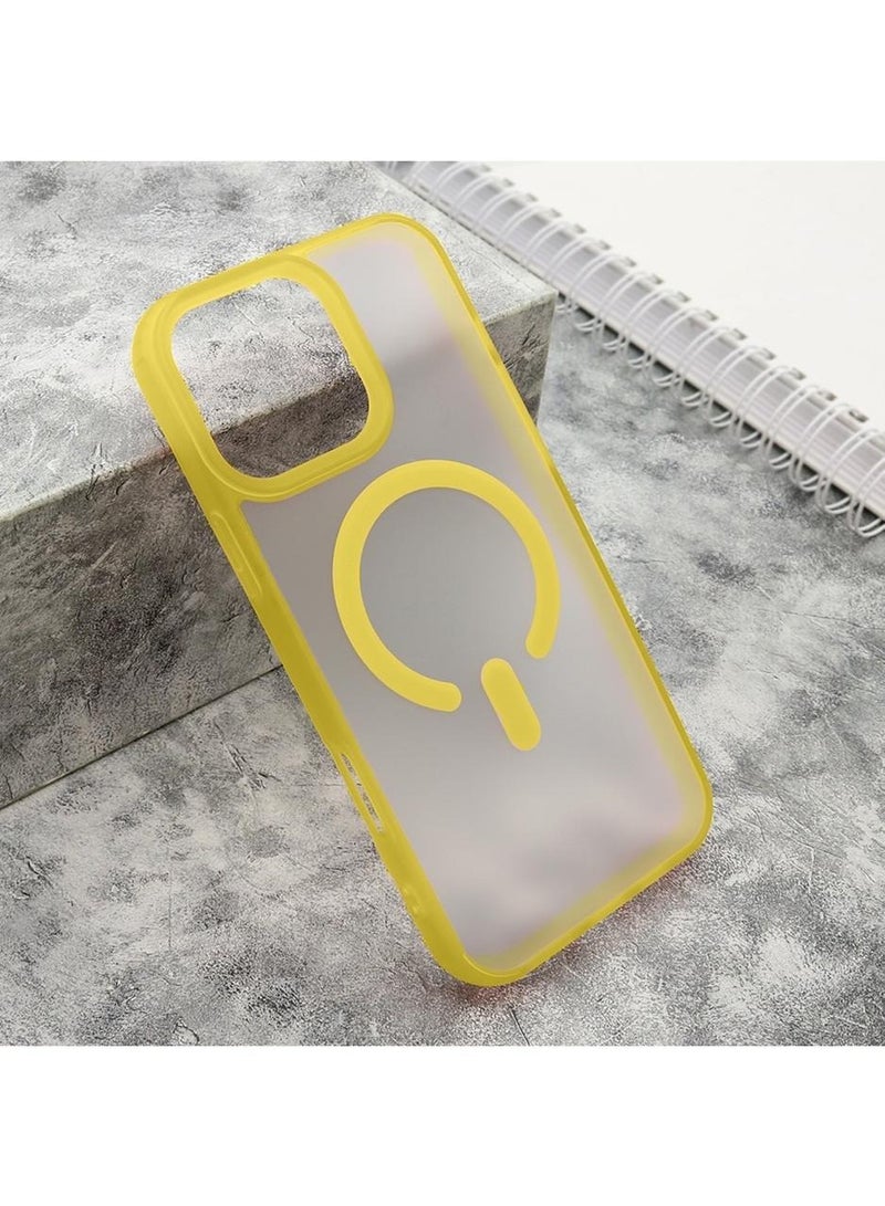 Techie Apple iPhone 16 Pro Max Frosted Translucent Matte Back Cover Case with Magnetic MagSafe - Yellow - Image 5