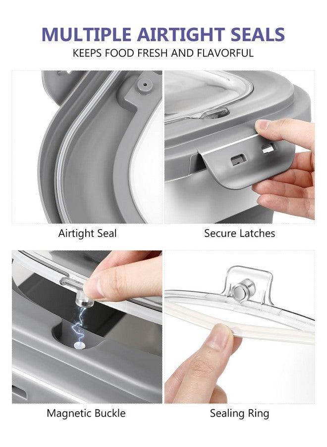 ANVS Airtight Collapsible Pet Food Container With Casters, Scoop and Small Container - Keeps Up To 20lbs Dry Dog Food Fresh (Grey) - Image 3