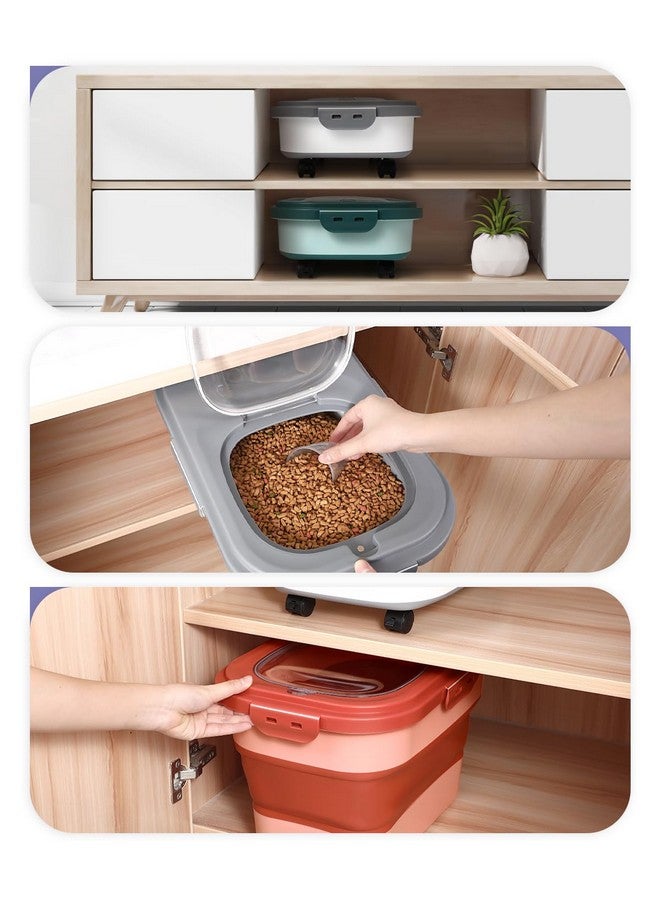 ANVS Airtight Collapsible Pet Food Container With Casters, Scoop and Small Container - Keeps Up To 20lbs Dry Dog Food Fresh (Grey) - Image 4