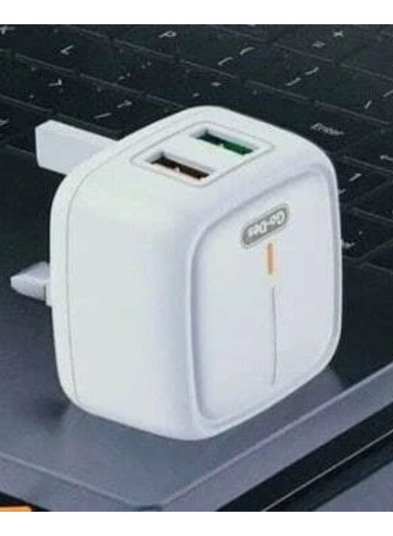 GO-DES 2in1 Charger+Cable Rapid Adapter Set_White - Image 2