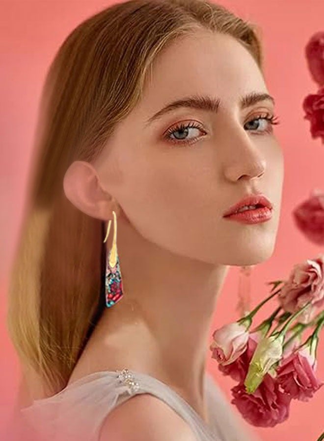 Natural Stone Earrings for Women Unique Waterdrop Teardrop Shape Gemstone Lightweight Dangle Drop Earrings Jewelry for Birthday Party Gift 1Pairs