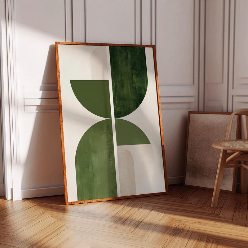 TNESSENTIAL Green Geometric Abstract Poster, Modern Minimalist Wall Art Print, Mid Century Inspired Color Block Artwork, Contemporary Home Decor - Image 5