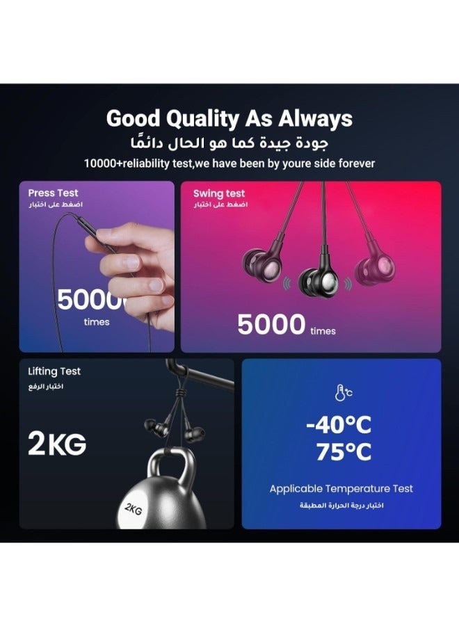 سماعات اذن سلكية بمنفذ USB C مع ميكروفون لاجهزة ايفون 16/16 بلس/16 برو/16 برو ماكس وسامسونج S23/S23 الترا، S22/S22 الترا، S21، A04، ريدمي نوت 12/12 برو، ون بلس، داخل الأذن - Image 5