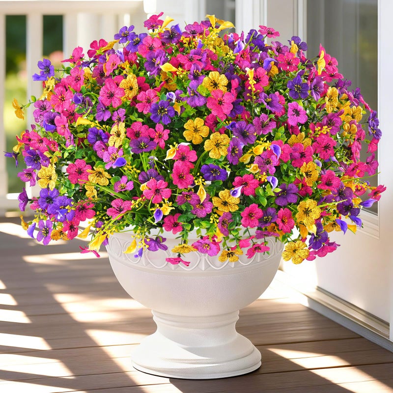 BLEUM CADE Artificial Flowers for Outdoors, 24 Bundles Faux Plants Outdoor Artificial Flowers for Decoration, UV Resistant Fake Flowers Artificial Plants & Flowers for Outdoors Garden Decor - Image 1