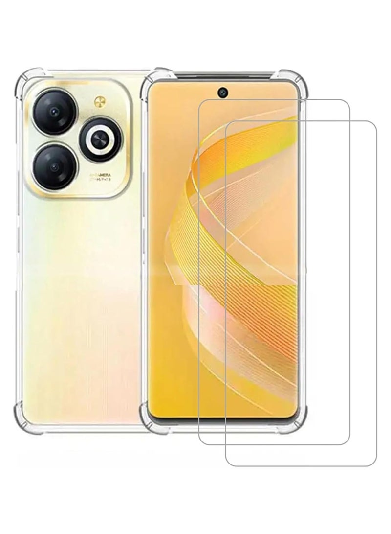 Techie Infinix Smart 8 Case and Screen Protector Combo Pack 3 in 1 - Transparent TPU Bumper Case with HD Tempered Glass Screen Protectors - Image 1