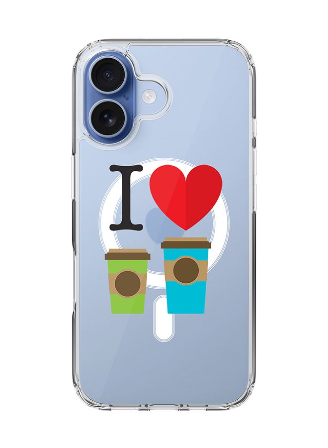 Stylizedd Classic Clear MagSafe Case for iPhone 17 , Hybrid Soft Case Flexible Edges Anti Drop TPU PC Gel Thin Transparent Cover [ Designed for iPhone 17 ] - I Love Coffee