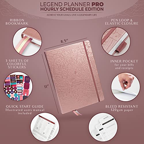 Legend Planner PRO Hourly Schedule - Weekly & Daily Organizer with Time Slots. Appointment Book Journal for Work & Personal, A4 (Rose Gold) - Image 2