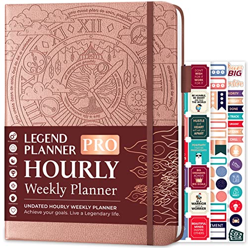 Legend Planner PRO Hourly Schedule - Weekly & Daily Organizer with Time Slots. Appointment Book Journal for Work & Personal, A4 (Rose Gold) - Image 1