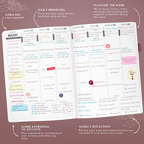 Legend Planner PRO Hourly Schedule - Weekly & Daily Organizer with Time Slots. Appointment Book Journal for Work & Personal, A4 (Rose Gold) - Image 3