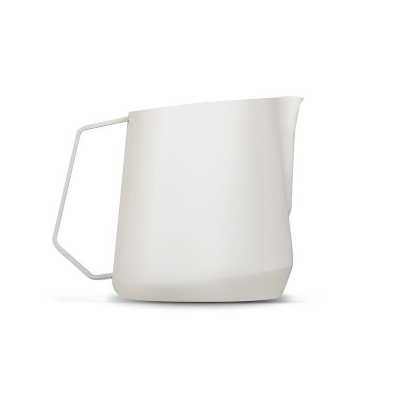 MHW-3BOMBER MHW3BOMBER Milk Frothing Pitcher  20oz600ml Milk Frother Cup with UShaped Spout  SUS 304 Steaming Pitcher  Cappuccino Latte Art Cup for Barista  Quadrilateral Body  Cream White P5181OS